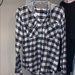 Hooded button down flannel